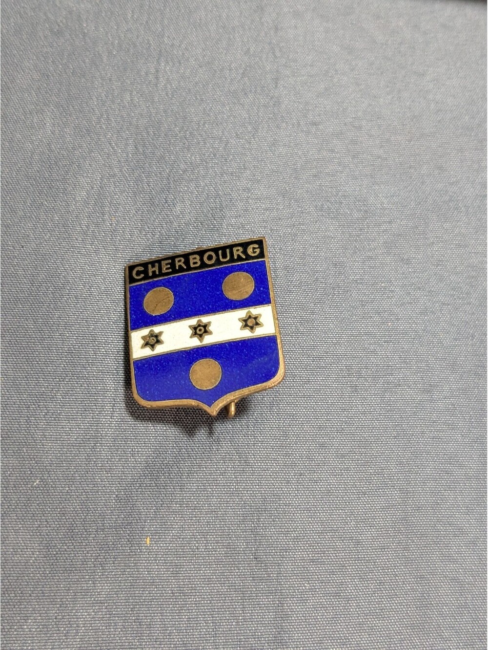 Vintage Cherbourg Enamel Shield Pin Badge